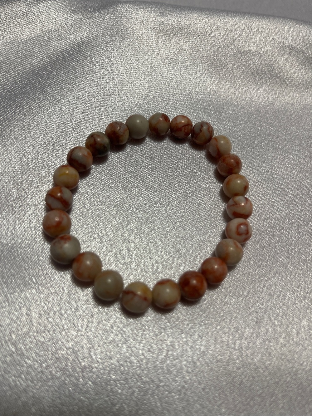 Natural Beaded Stretch Bracelet - Cream & Brown